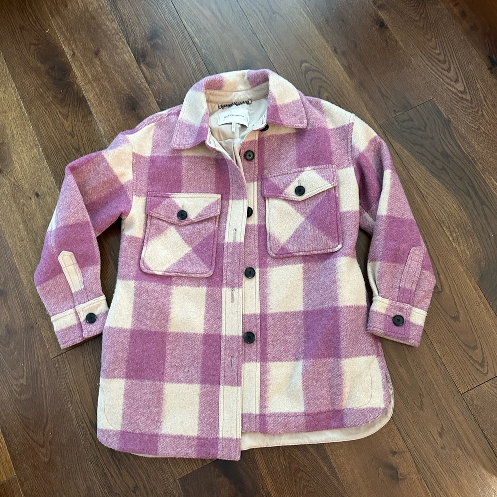 BCBGeneration Pink and Cream Plaid Jacket